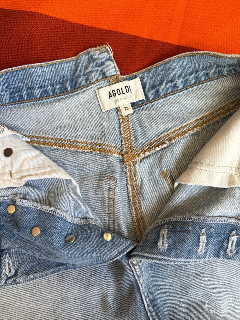 Agolde criss cross denim shorts